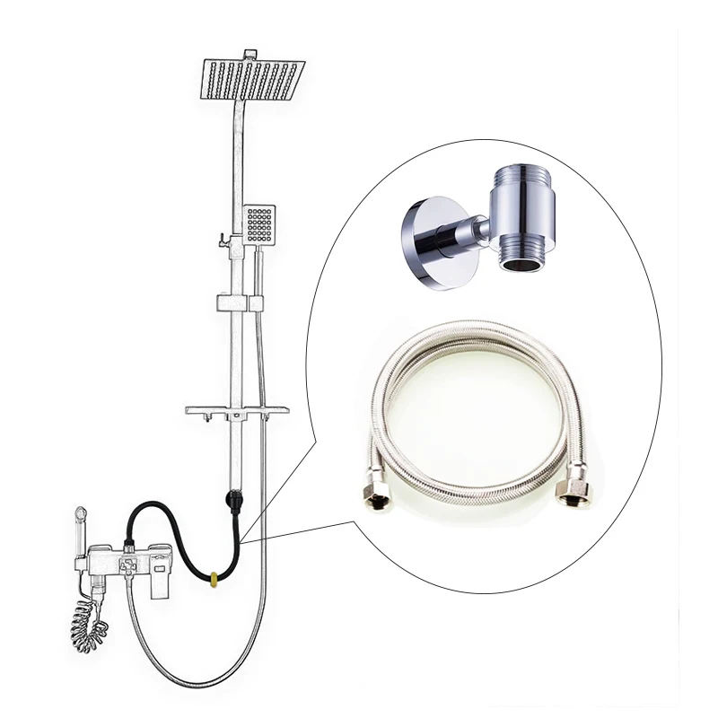 Bathroom Shower Head Set Connecting Hose Lengthens The Height Distance Hower Accessories Shower Extender Water Divider Shower AJ