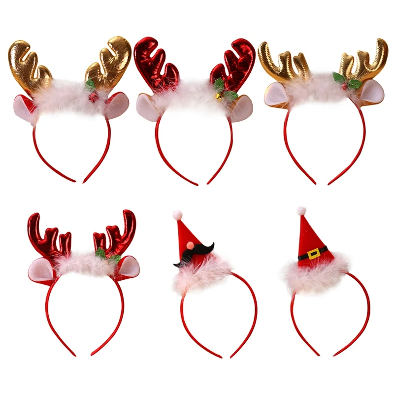 Christmas Headband Santa Tree Elk Antlers Hairhoop Kid Adults Headwear Reindeer Elf Ears Christmas Party Decorations Prop