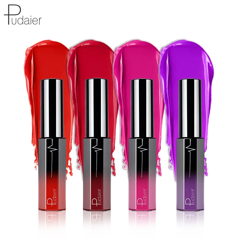 Pudaier Long Lasting Matte Lipsticks Waterproof 18 Color Velvet Liquid Lipstick Nude Red Purple Brown Lips Makeup Matt Lip Gloss