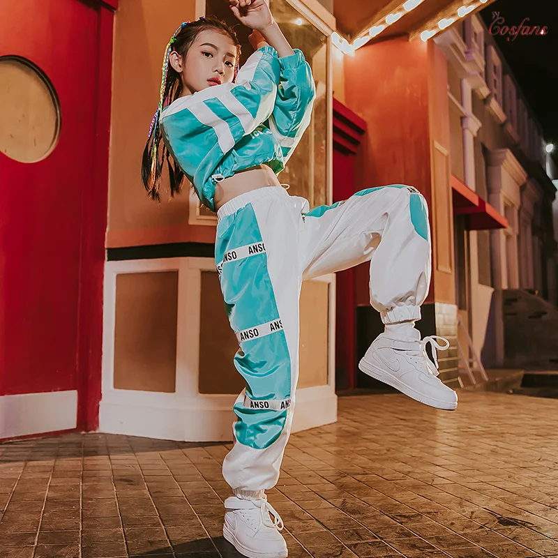 New Hip Hop Dance Costumes Kids Stage Performance Clothing Children Modern Street Dancing Wear Girls Jazz Outfits