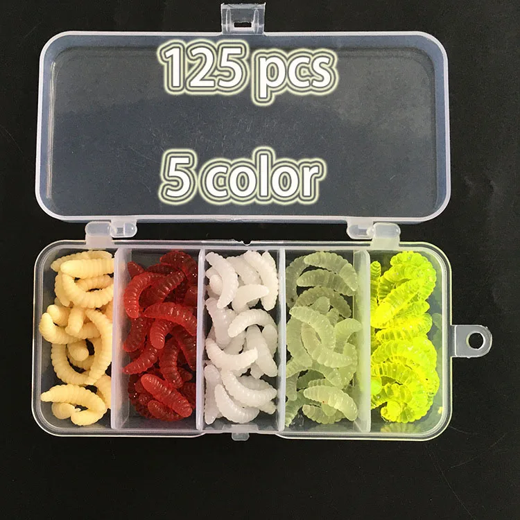 

125 pcs 5 color soft baits fishing lures fishing lures soft bait maggot trout catfish banana fish carp bait fishing lure set