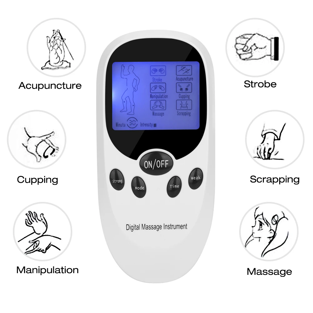 Masajeador corporal TENS, dispositivo de terapia EMS de acupuntura Digital, 6 modos, estimulador muscular de pulso eléctrico, alivio del dolor para