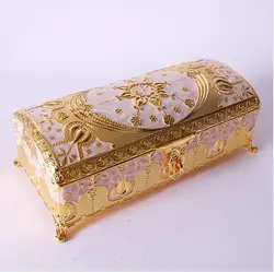 Europe Rectangle gold/sliver jewelry box desktop  metal storage box  tin box organizer for girl's gift Z202