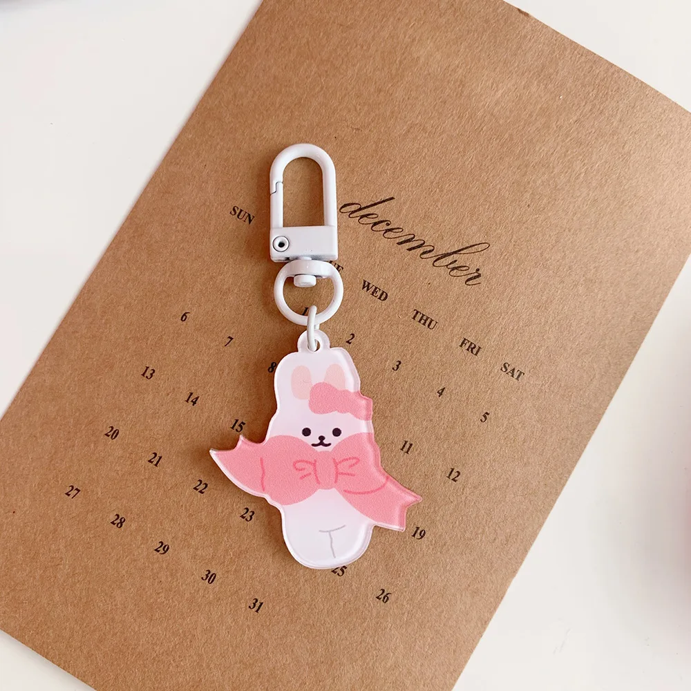 Ins Cartoon Cute Bear Rabbit Key Buckle AirPods Earphone Shell Girl Bag Pencil Case Creative Accessories Pendant Key Management