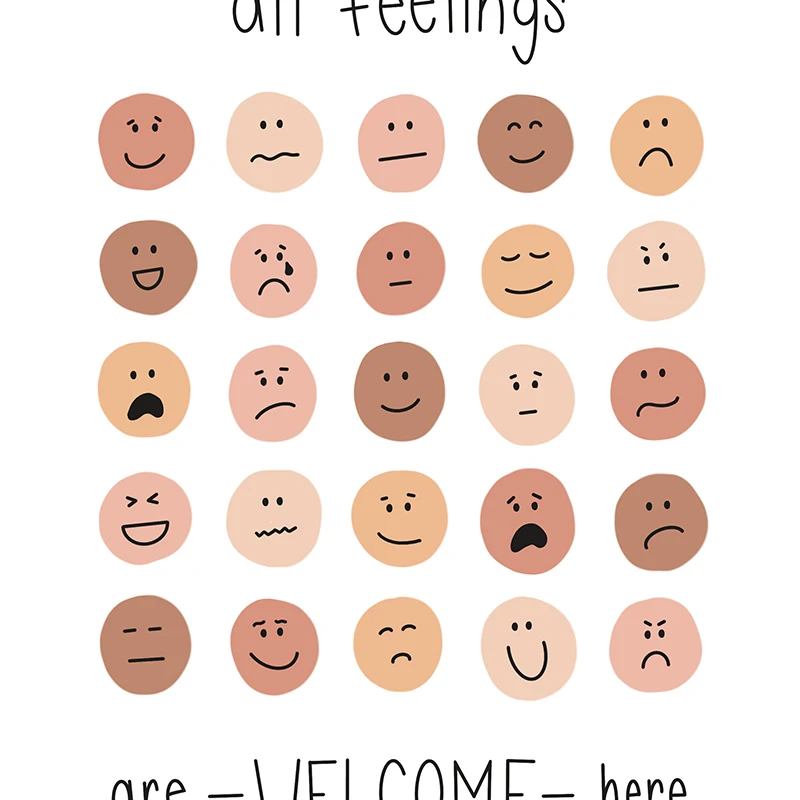 Feelings Thermometer With Coping Skills Art Prints Emotions Chart Poster Kids Mental Health Art Canvas Painting Classroom Decor