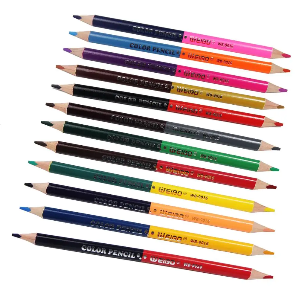 12 Stks/set 24 Kleuren Creatieve Tweekleurig Professionele Gekleurde Potloden Voor School Kid Drawing Art Supply Kwaliteit Hout Potlood Set