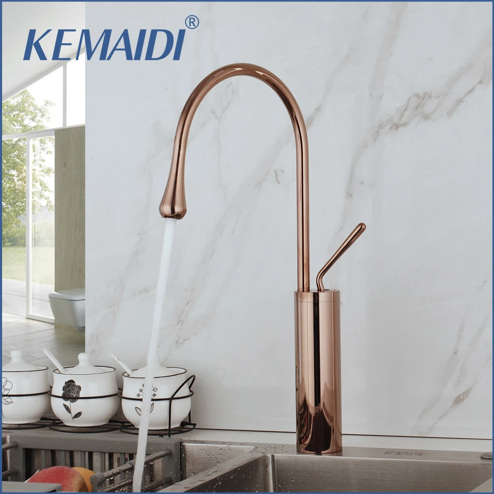 

KEMAIDI Bathroom Basin Faucet Single Lever 360 Rotation Spout Brass Mixer Tap For Kitchen Or Bathroom Sink Water Faucets