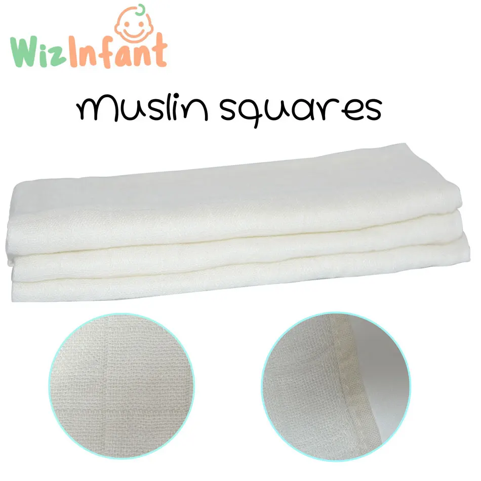 (10pcs/Lot)WizInfant Baby Muslin Squares Cloth 100% bamboo Reusable Nappy Bibs Wipes Burp Cloth Nappy Liners Baby Feeding Wipe