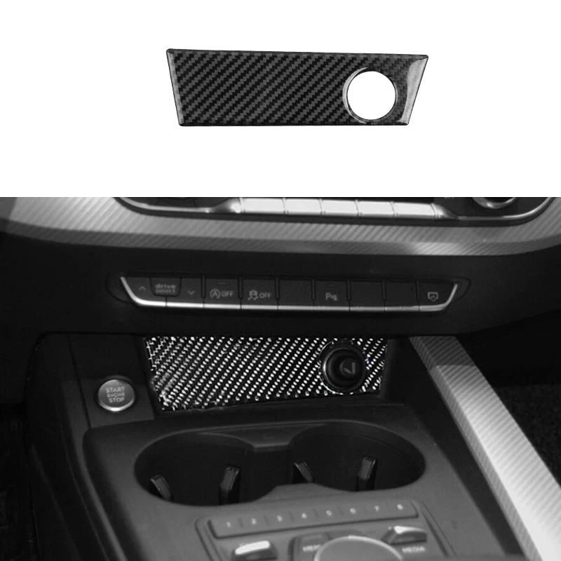 car accessories 100% Carbon Fiber Center Cigarette Lighter Panel Trim Cover For Audi A5 2018 & A4 B9 2017-2018