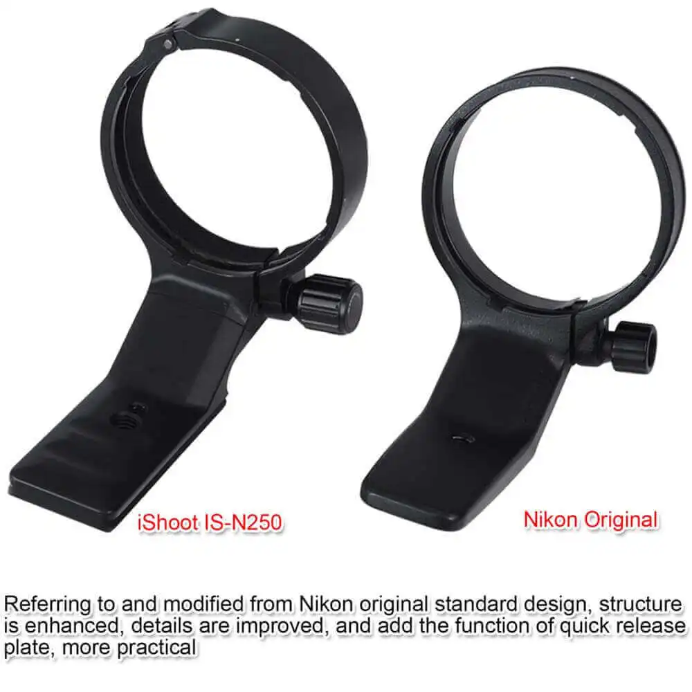 IShoot Objektiv Kragen Ersatz Basis Fuß Stehen Adapter für Nikon AF-S 200-500mm F 5,6 E ED VR stativ Montieren Ring w Arca Swiss Platte – Detail 4