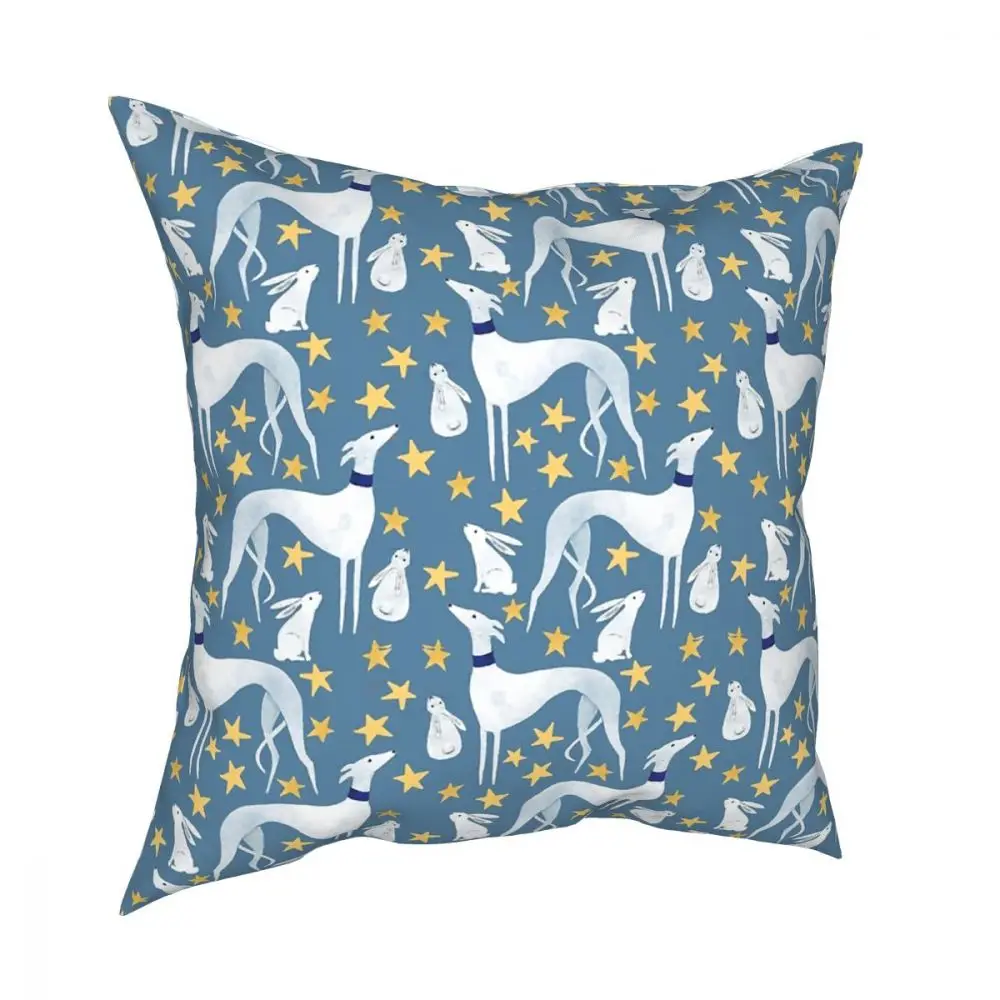 Funda de almohada de Galgo, funda de cojín divertida de liebre y estrellas, Galgo, Whippet, perro
