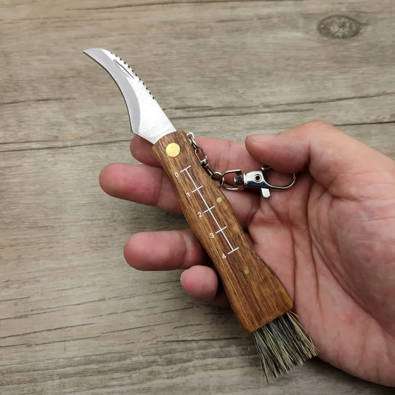 Dropship Mini Portable Multi-Function Rosewood Handle Collecting Folding  Mushroom Knife Camping With Brush Tool