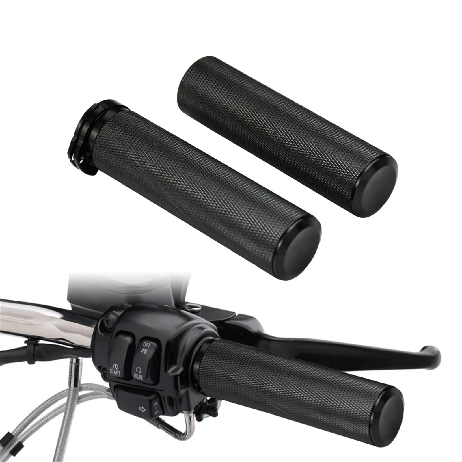 Universal รถจักรยานยนต์ 1''25mm Hand Grips สีดํา/Chrome Handlebar Grip อลูมิเนียมสําหรับ Harley Touring FLHX Sportster XL softail Dyna
