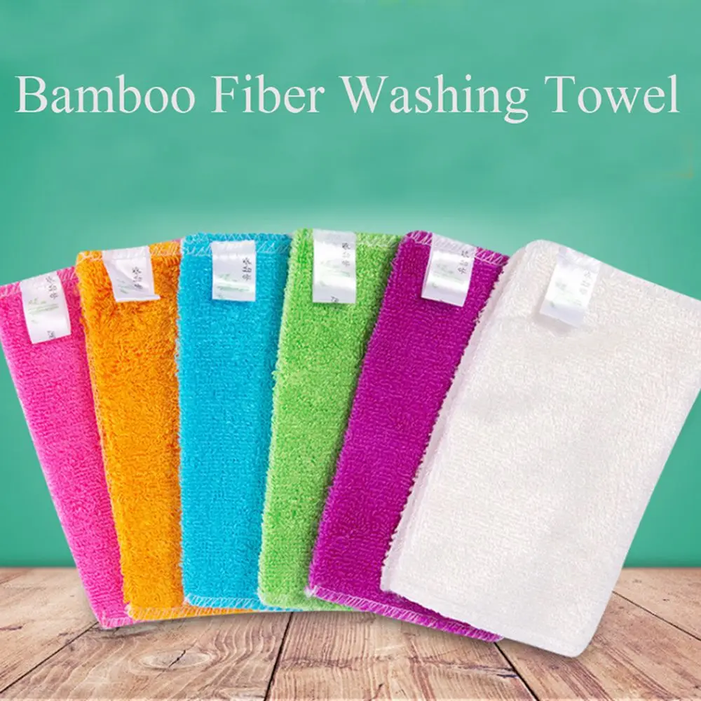 1/5PCS Anti-grease Dish Cloth Bamboo Fiber Washing Towel Kitchen Household Scouring Pad Magic Cleaning Rags