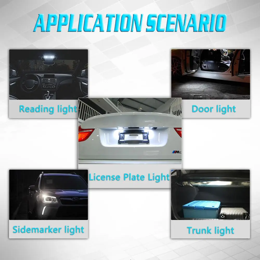10pcs T10 W5W Led Bulb 194 168 Car Interior Light For Subaru Forester Legacy Impreza XV Outback BRZ sti GMC Fiat 500 Stilo 500L