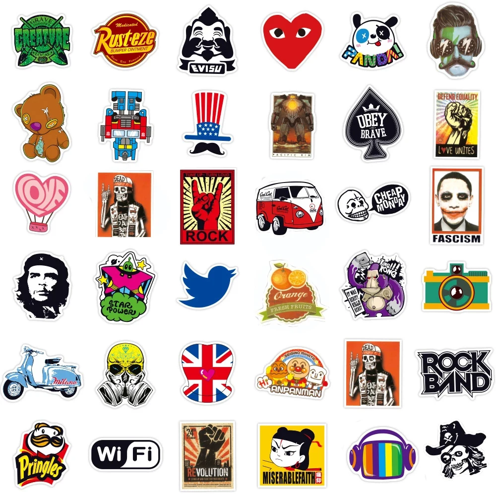 10/50/100PCS Fashion Street Style Logo Stickers Aesthetic for Laptop Motorcycle Water Bottle Phone Waterproof Cool Sticker Decal