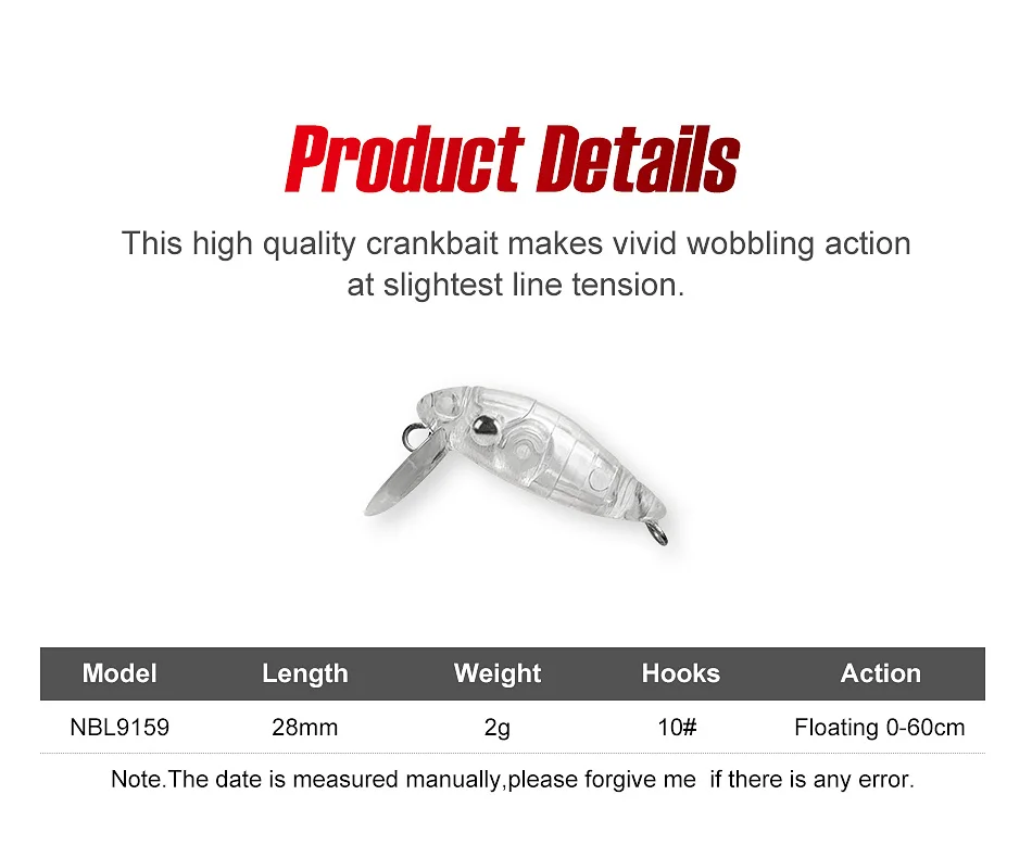 Noeby Wobbler 28 mm 2 g Mini schwimmende Minnow-Angelköder, künstliche harte Köder, kleine Kurbelwobbler für Forellen-Angelgerät – Detail 5