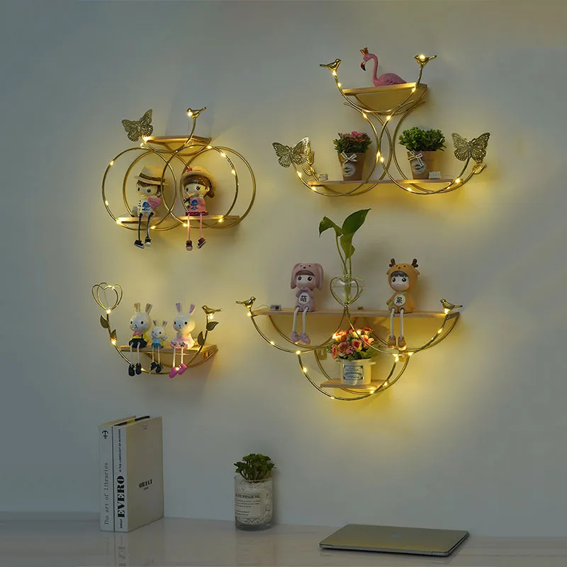 Nordic Creative Non Perforated Decorative Pendant Wall Decoration Living Room Milk Tea Shop Hydroponic Wall Hanging Wall Shelf