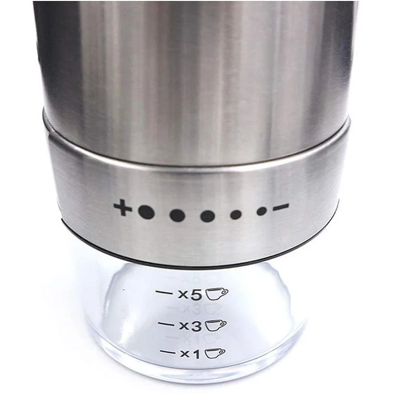 조정 가능한 거침 그라인드 설정 휴대용 충전식 전기 핸드 헬드 USB 커피 그라인더, 버 그라인더 5 컵 실버