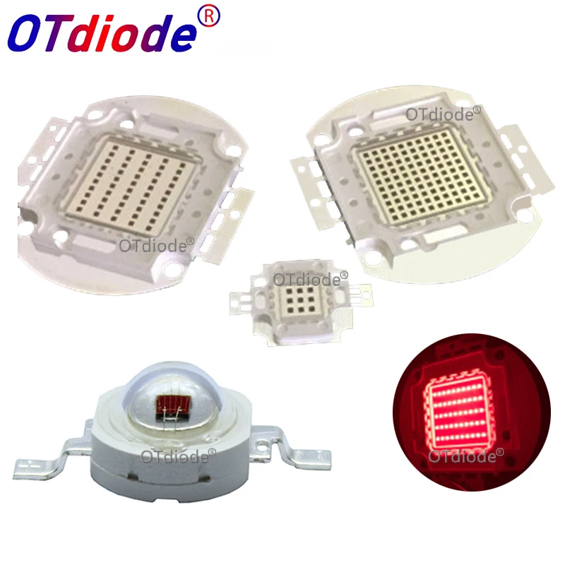 Chip LED dużej mocy 660nm Deep Red LED Grow Light 660 nm 3W 5W 10W 20W 30W 50W 100W COB Emitter do akwarium z zbiornikiem do uprawy roślin