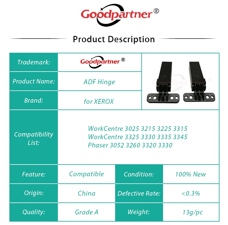 2X 003N01102 003N01117 ADF Mea Unit Hinge for XEROX WorkCentre 3025 3215 3225 3315 3325 3330 3335 3345 Phaser 3052 3260 3320