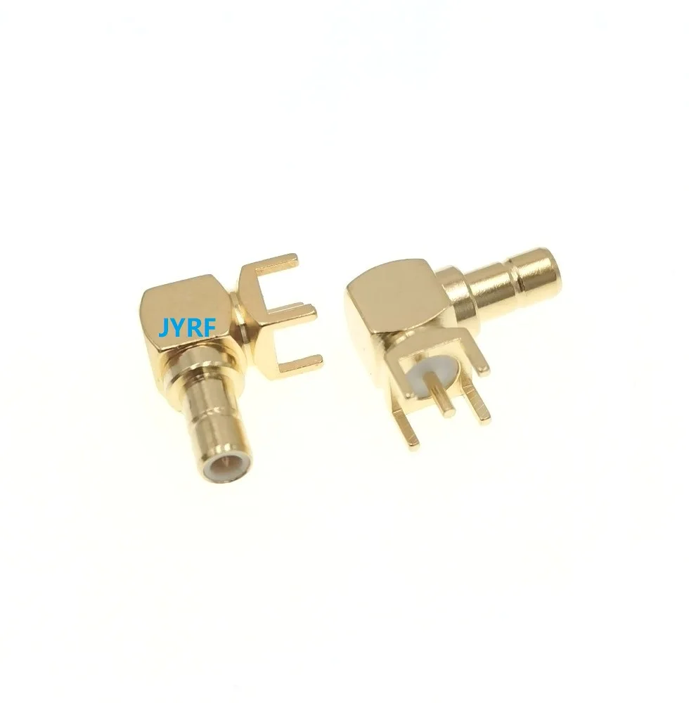 Conector PCB macho SMB, ángulo recto, chapado en oro