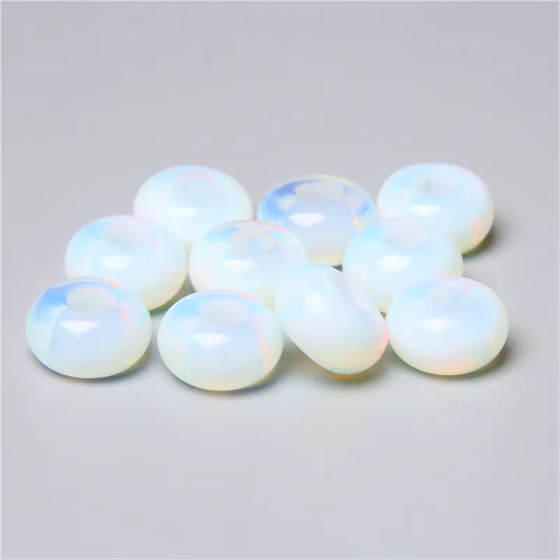 10pcs/Lot 8x14mm 5mm Big Hole Natural Round Jades Jaspe Stone Crystal Spacer Beads Charm Pendant For Jewelry Making Accessories - Image 25