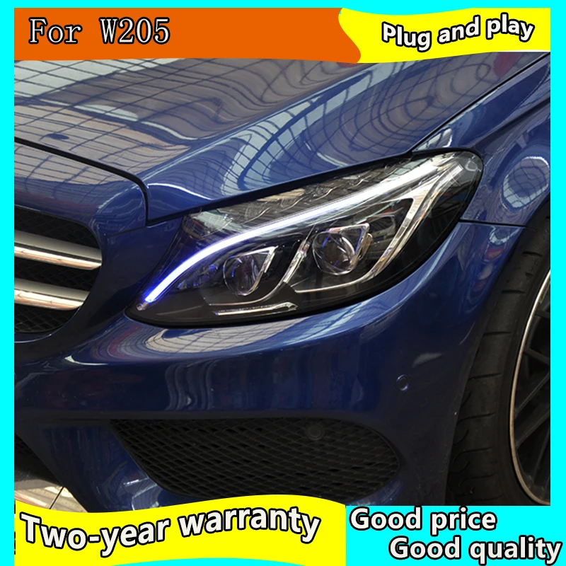 Car Styling Head Lamp for W205 Headlights 2014-2017 C300 C260 New All LED Headlight LED DRL Hid Bi Xenon Auto Accessories