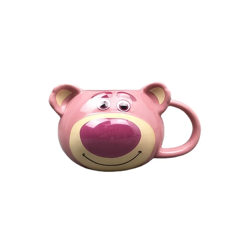 Cute 3D Three-dimensional Bear Ceramic Cup Pink Cartoon Animal Painted Ceramic Water Cup