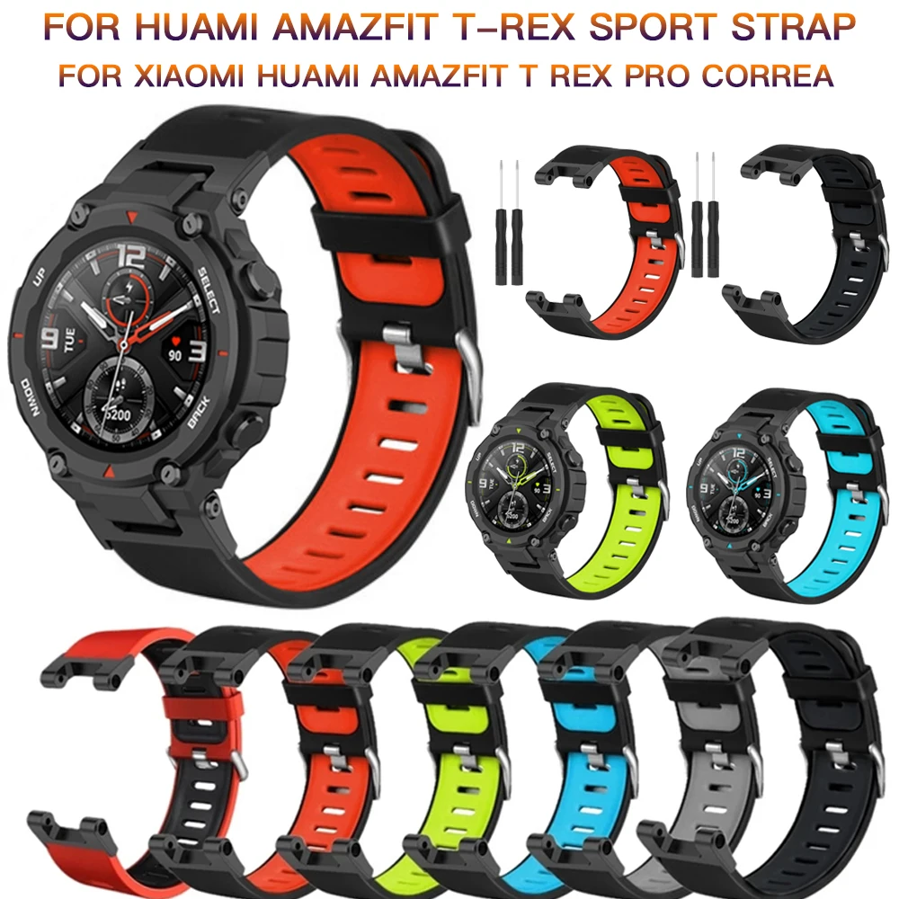 Huami Amazfit T-Rex Pro 용 교체 손목 밴드 Huami Amazfit T Rex Pro Correa 용 실리콘 스트랩 교체 손목 밴드 샤오미