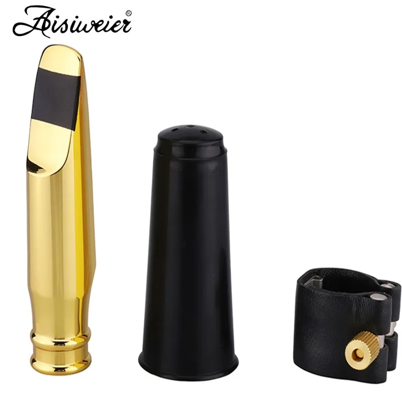 

Free Shipping Aisiweier Professional Tenor Soprano Alto Saxophone Metal Mouthpiece Silvering golden Sax Mouth Pieces Accessories