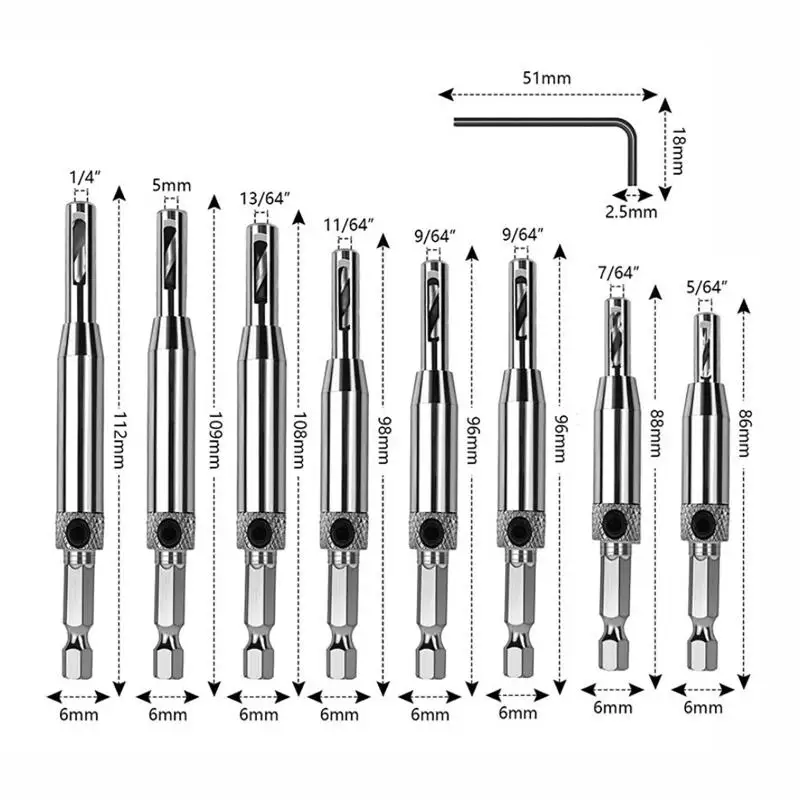 8/16 Pcs/set Self  Centering Hinge Drill Bit Door Cabinet Hinge Locating Hole Cutter Woodworking Tool HSS Center Drill Bit