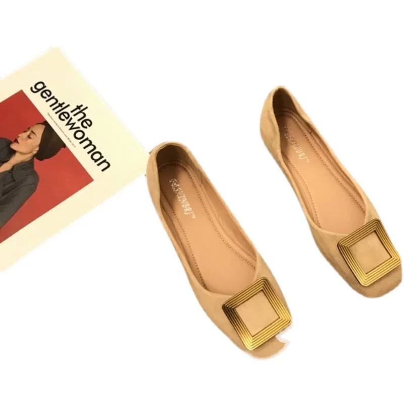 Taomengsi Casual Ladies shoes Square Head Leisure Shallow Beige Plain and Mixed Colors Comfortable Women's Shoes