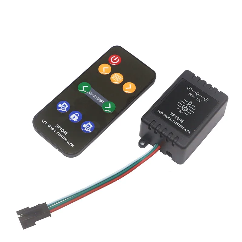 SP106E 9key Led Music/RGB/Pixel Controller WS2811/WS2812B /SK6812 Magic Led Tape Digital Dream Color Music Controller DC 5V-12V