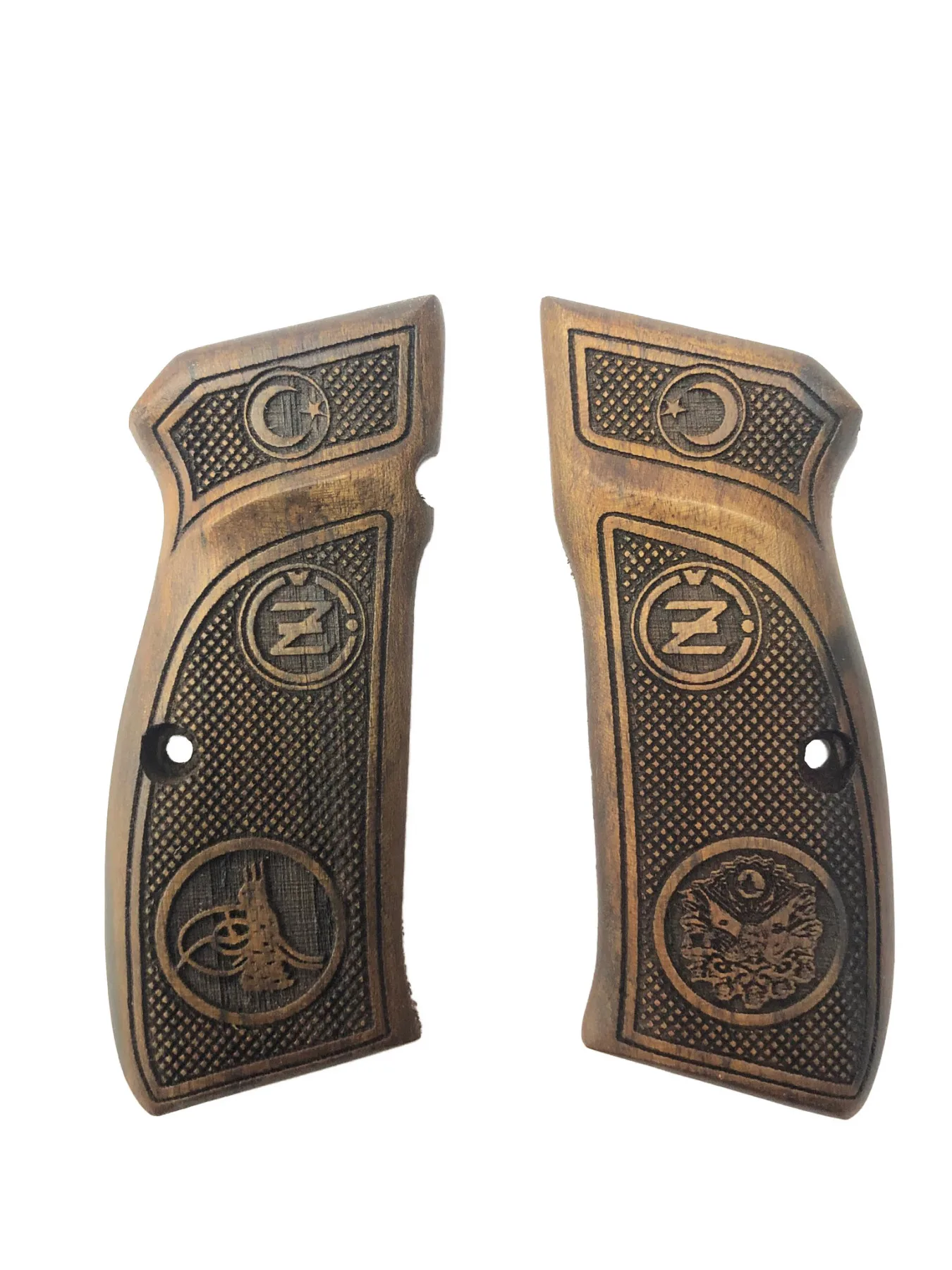 

CZ75 Compatible the Moon the stars Ottoman Tuğra and Rigging Model Laser Cutting Wooden Grip