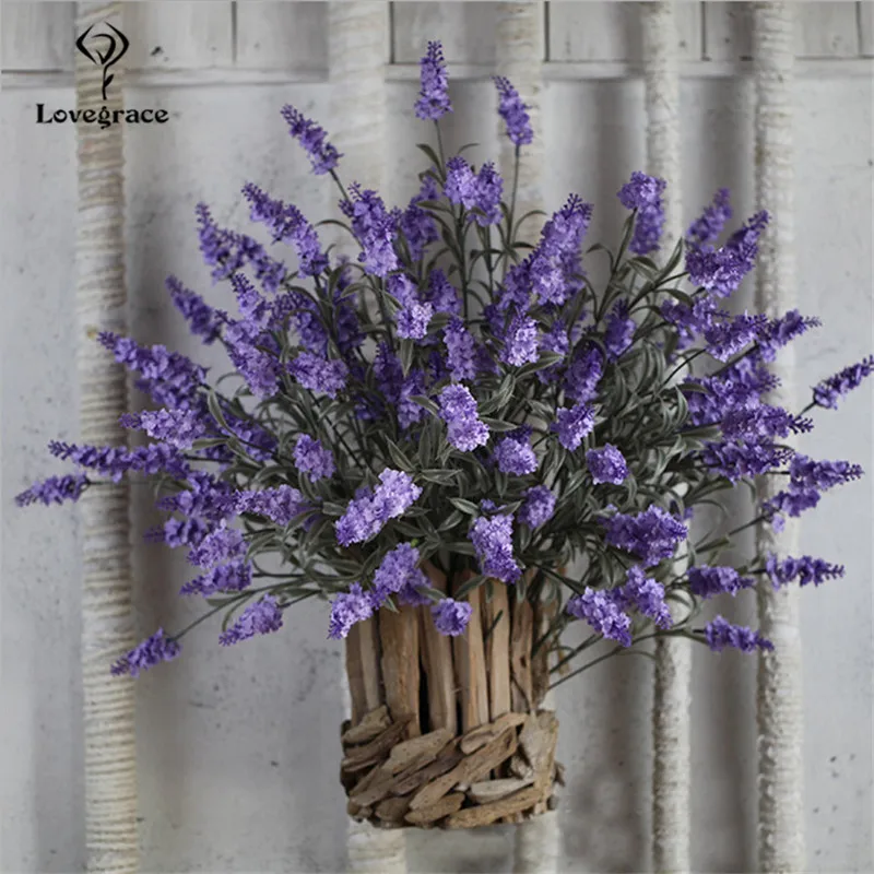 Seide Lavendel Künstliche Blumen 12 Kopf Romantische Provence Lila Zweig Lavendel Blumen Hochzeit Home Decor Tabelle Gefälschte Blumen