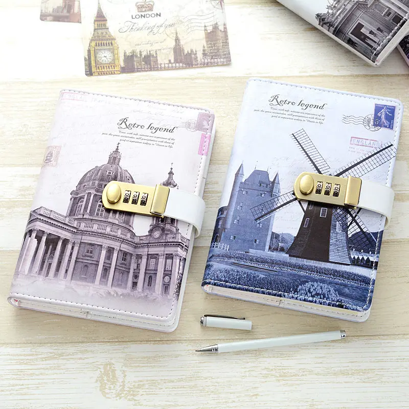 Password Lock Notebook Creative Diary Notepad Fashion Secret Codebook Planner Traveler Journal School Stationery Gift Nordic