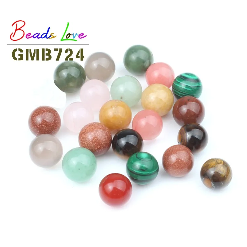 Natural Stone Without Holes Ball Bead 8 10 12mm No hole charms Round Beads For Jewelry Making Diy Bracelet Necklace 10pcs 20pcs