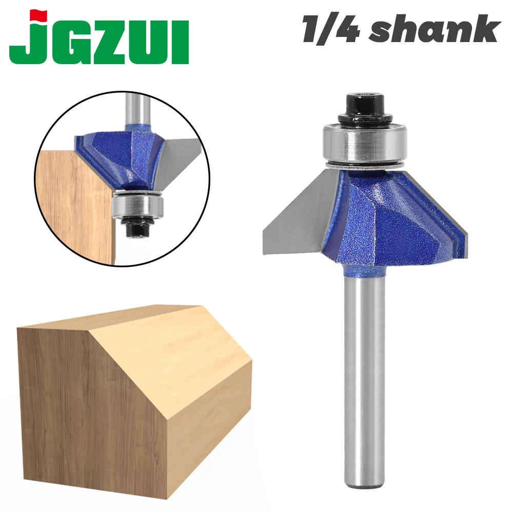 1pc 1/4 Shank 45 Degree Chamfer Router Bit The high quality Edge Forming Bevel Woodworking Milling Cutter for Wood Bits