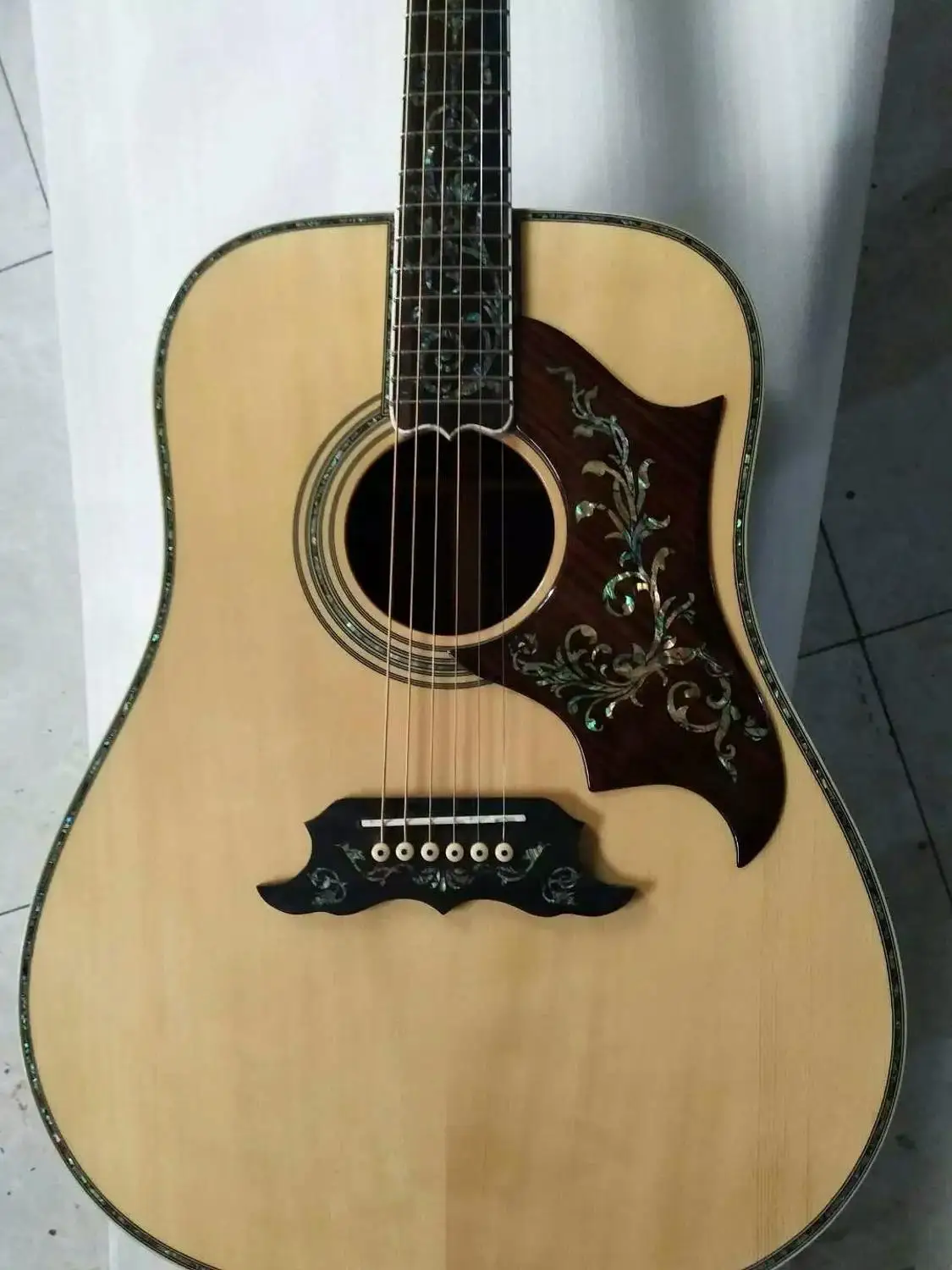 free shipping handmade all solid fancy dreadnought guitar professional customize acoustic electric guitar