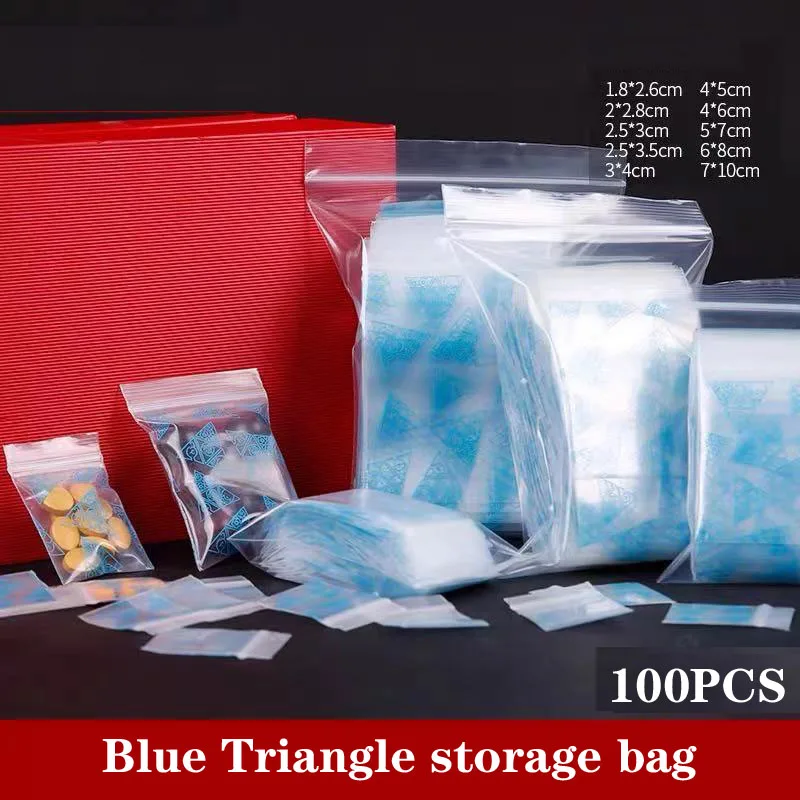 

Small thickened self-sealing bag sealed plastic bag blue triangle card accessories sub-packaging sealed pocket storage sundry ba