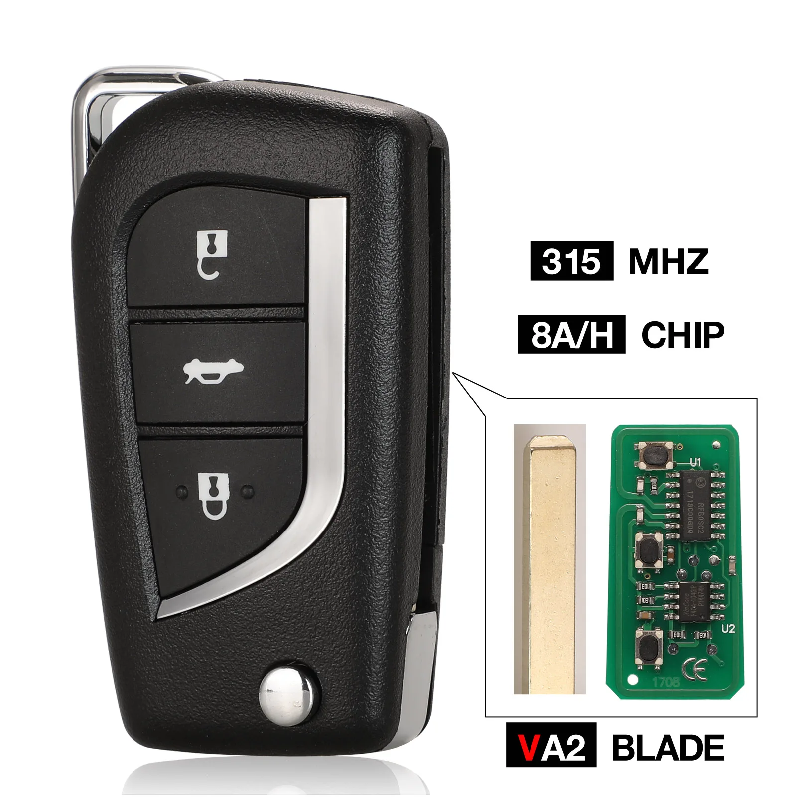 Kutery 315mhz H Chip Flip Remote Auto Schlüssel Fob 2012 2013 2014 2015 2016 2017 für Toyota Corolla Levin toyota Auris/