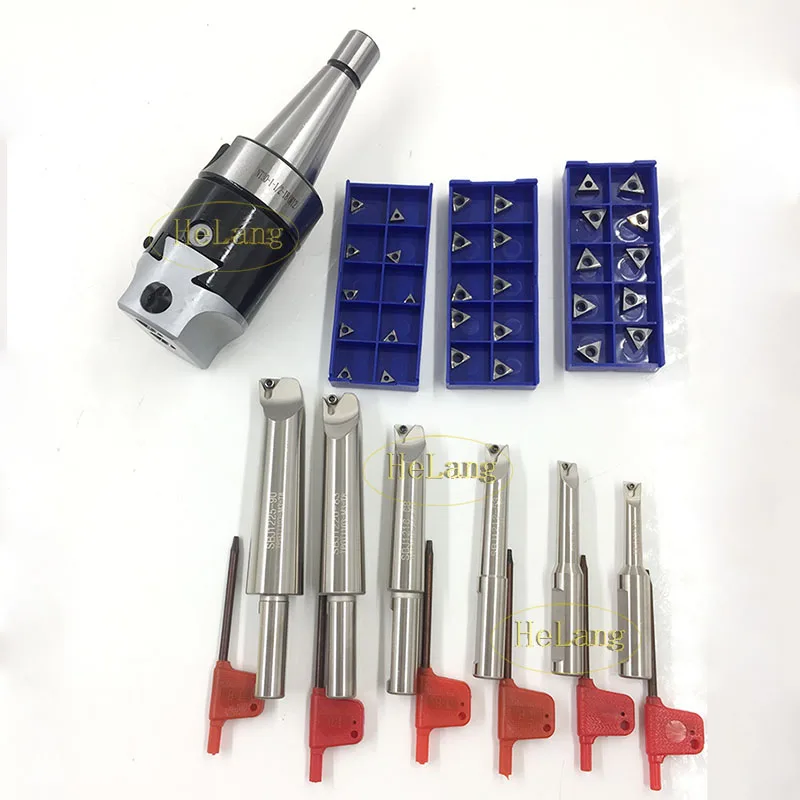 New NT40 Arbor & F1 -12 50mm boring head & shank 12mm 6pcs borng bars + 30pcs carbide inserts