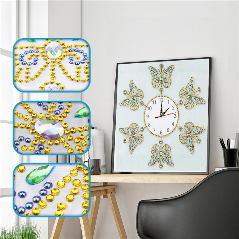 Żywe Rose Peacock motyl zegar ścienny i diament malarstwo Cross Stitch Diy diamenty haft mozaiki ścienne sztuki dekoracji wnętrz