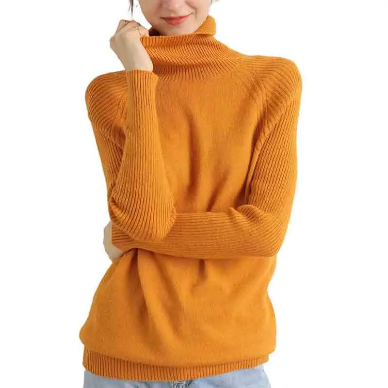 Women Turtleneck Merino Wool Cashmere Sweater Long Sleeves Autumn Winter Sweater Women's Knitting Jumper Female Pullover Sweater