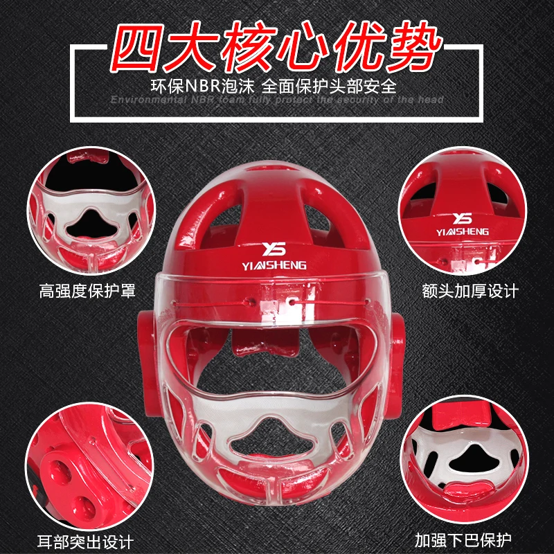 White Red PU adult men women child kids fighting karate helmet taekwondo head gear protector guard mma muay thai boxing headgear