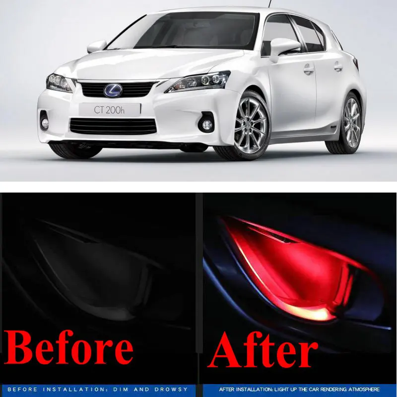 

4pc CF style stickers on cars interior inside door handle atmosphere lamp for Lexus ct es gs gx hs is lc lfa ls lx nx rc rx sc