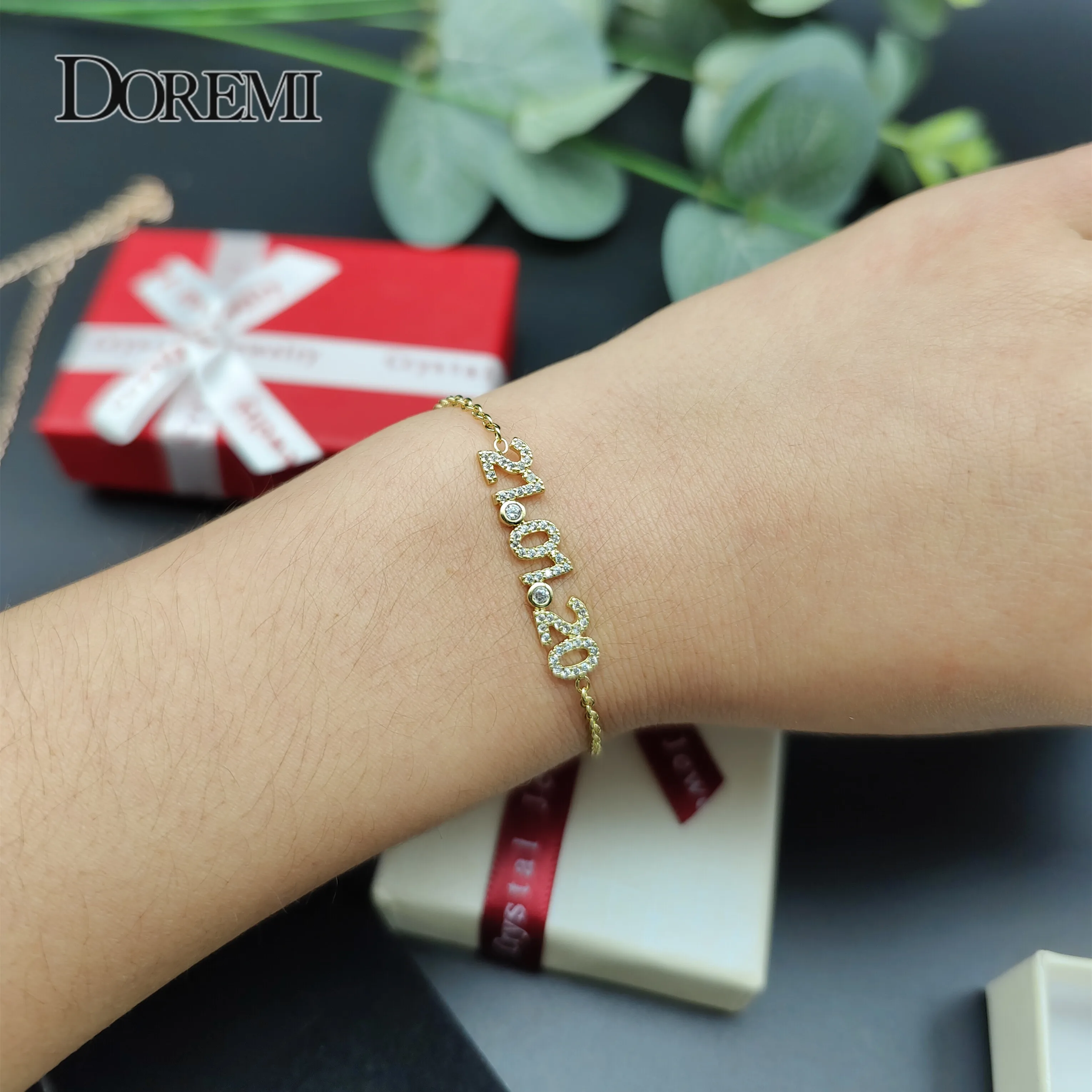 DOREMI 6MM Letter Zircon Bracelet with Birthstone Sterling Silver Material Fine Jewelry Women Gift Necklace