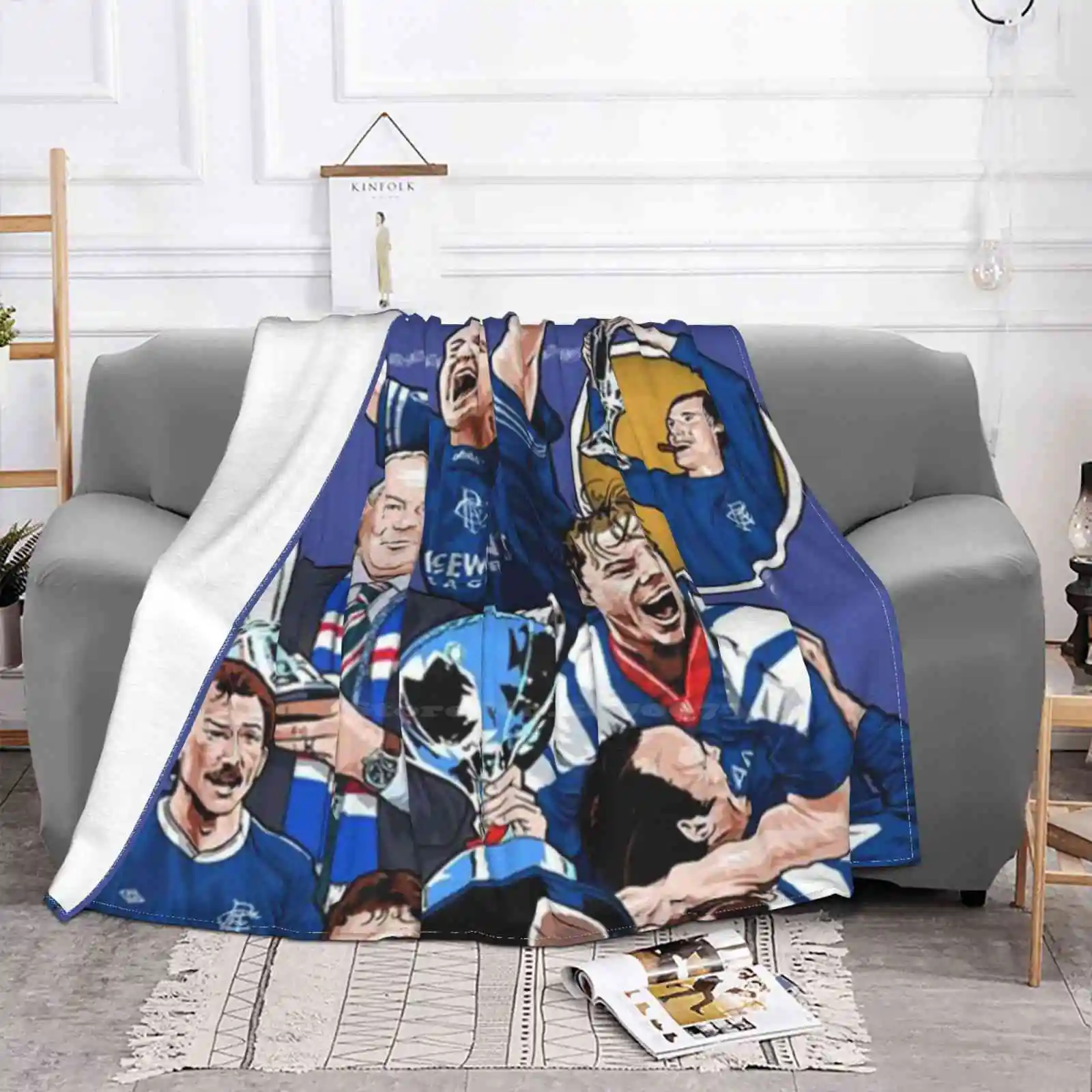 Glasgow Rangers Team Shaggy Throw Soft Warm Blanket Sofa/Bed/Travel Love Gifts Glasgow Rangers Football Scotland Gets We Are