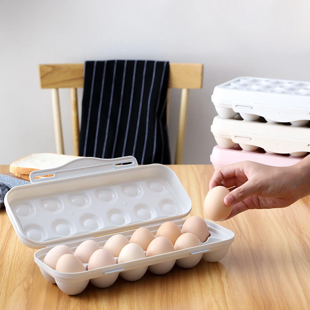 12 Grid Egg Storage Box Egg Tray Containers Kitchen Refrigerator Eggs Plastic Dispenser Airtight Fresh Preservation Eggs Holder